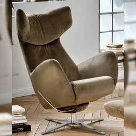 KAWOLA RANDY Drehsessel mit Wippfunktion inkl. Hocker olivgrün