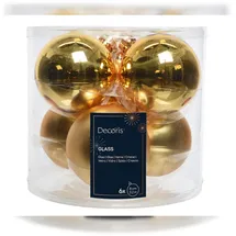 Decoris Kaemingk Weihnachtsbaumkugeln Glas 8 cm 6 Weihnachtskugeln 8cm Christbaumkugeln Goldfarben Ø Aus - 6er Set