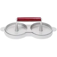 Blmirror Doppel-Hamburgerpresse, Burger-Patty-Maker Aus Aluminiumlegierung mit Holzgriff, Fleischpresse, Runder Hamburger-Patty-Maker, Einfach zu Bedienen