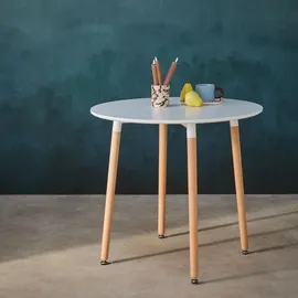 sweeek - Skandinavischer runder Tisch aus Holz und mdf Ø80cm