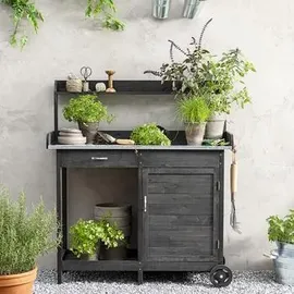 Dehner Holzpflanztisch Hamilton 125 x 112 x 46 cm braun/grau
