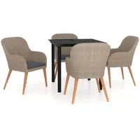 VidaXL 5-tlg. Garten-Essgruppe mit Kissen Braun
