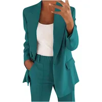 AACH Hosenanzüge für Damen Elegant Blazer Anzug Set Einfarbig Streetwear Zweiteilig Hosenanzug Business Modern Anzughose Revers Slim Fit Sportlich Büro Outfit - L