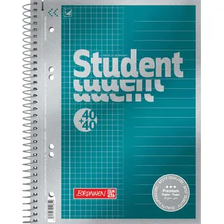 Brunnen Collegeblock Duo A5 Lin.21+22 90g Premium Student | kariert/liniert, 80 Blatt, petrol