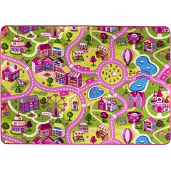 Kinderteppich ANDIAMO "Big City/Sweet Village" Teppiche Gr. B/L: 200 cm x 200 cm, 7 mm, 1 St., pink Kinder Kinderzimmerteppiche