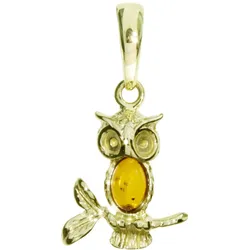 Ketten-Anhänger OSTSEE-SCHMUCK "Ostsee-Schmuck Anhänger Eule Anhänger Eule", gelb, Schmuckanhänger, Damen, 26 x 15mm, Silber 925 (Sterlingsilber), 2.0 g
