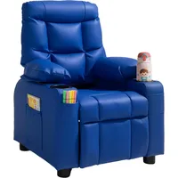 Vevor Kindersessel mit Getränkehaltern und Seitentaschen 107° bis 126° verstellbar Leder blau