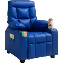 Vevor Kindersessel mit Getränkehaltern und Seitentaschen 107° bis 126° verstellbar Leder blau