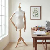 MCW Schneiderpuppe MCW-Q23, mit Armen/Händen beweglich Schaufensterpuppe Torso weiblich, Kunststoff Holz