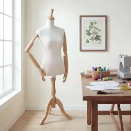 MCW Schneiderpuppe MCW-Q23, mit Armen/Händen beweglich Schaufensterpuppe Torso weiblich, Kunststoff Holz