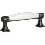 SO-TECH® Möbelgriff Porzellangriff MARIE BA 96 - 128 mm - incl. Schrauben, Vintage Landhaus Griff Schrankgriff Schubladengriff - incl. Schrauben silberfarben Bohrlochabstand: 96 mm