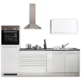 yourkitchen Küchenzeile Jazz 260 cm weiß hochglanz
