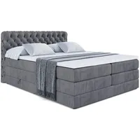 Altdecor Boxspringbett Dunkelgrau, Höhe ca. 20 cm, 160x200 cm,