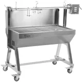 BBQ-Toro Spanferkelgrill Mobiler Edelstahl Spanferkelgrill, bis 60 kg, Rotisserie Grill, Höhenverstellbarer Grillspieß silberfarben