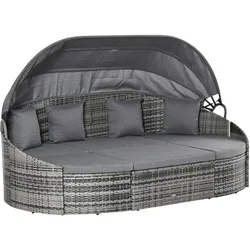Outsunny Gartenliege Metall, PE-Rattan, Polyester