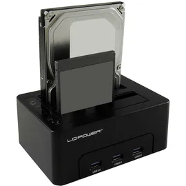 LC-POWER Lc Power LC-DOCK-U3-HUB HDD-Dockingstation mit Netzanzeige, 3-Port-USB-Hub, Ei...