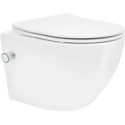 LuxeBath Spülrandloses WC Hänge WC Softclose Nano-Beschichtung Deckel kurz Bidet-Funktion