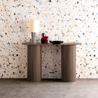 Sweeek Skandinavische ovale Konsole Holzlook gerillt - sweeek