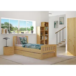 Erst-Holz Klassisches Kieferbett natur 90x200 Einzelbett Singlebett Massivholzbett Zubehör wählbar V-60.57-09ohne Zubehör
