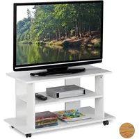 Relaxdays TV Board mit Rollen, 2 Fächer für Fernseher,