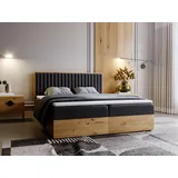 GRAINGOLD Forest Bett 180x200, Boxspringbett mit Bettkasten, Polsterbett mit Bonell-Matratze, Samt Stoff, mit Topper, mit Kopfteil (Anthracite, 180x200)