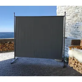 Quick Star Paravent 180 x 178 cm Stoff Raumteiler Groß Garten Stellwand Trennwand Balkon Sichtschutz Grau