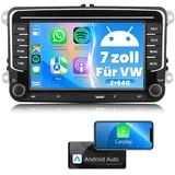 Hikity Android Autoradio 2G+64G Wireless Carplay Android Auto mit Navi für VW Autoradio schwarz