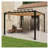 vidaXL Pergola mit Lamellendach 3x3 m Taupe Stoff und Aluminium