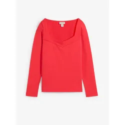 bonprix Langarmshirt mit Herzausschnitt, rot, 44/46 (L), mit Baumwolle