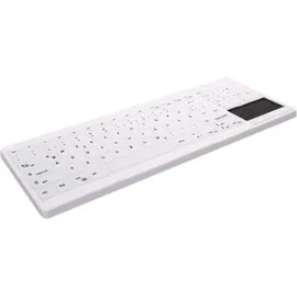 Cherry Active Key desinfizierbare Tastatur mit Nummernfeld und Touchpad, vollversiegelt, weiß, USB, DE (AK-C7412F-GUS-W/GE)