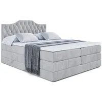 Altdecor Boxspringbett Hellgrau, Höhe ca. 20 cm, 160x200 cm,