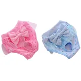 Oyccen 2 Stück Weibliche Hund Physiologische Hosen Waschbare Windeln für Kleine Hunde Welpen Sanitär Höschen Unterwäsche