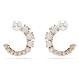 Swarovski Matrix Kreolen, Kristallperle, Rundschliff, Weiß, Roségold-Legierungsschicht