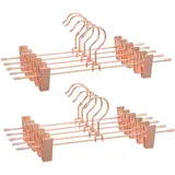 Songmics Hosenbügel aus Metall, 10 Stück, Kleiderbügel, 31 cm, mit 2 rutschfesten Clips, für Röcke, Hosen, Unterwäsche, Bügel, platzsparend, rostfrei, um 360° drehbar, Roségold CRI46R-10