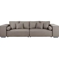 Big-Sofa INOSIGN "Aliya" Sofas Gr. B/H/T: 290cm x 80cm x 110cm, Struktur fein, braun (mittelbraun) incl. Bettfunktion und Bettkasten, Breite 290 cm,incl. Zierkissen