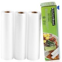 KitchenBoss Vakuumierbeutel Lebensmittel mit Cutter-Box: 3 Rolle 20x500cm Vakuumrollen BPA-Frei Vakuumierfolie fuer Folienschweißgerät Sous Vide Beutel