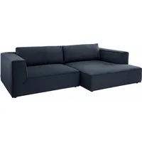 Ecksofa TOM TAILOR HOME "Big Cube Style" Sofas Gr. B/H/T: 270cm x 83cm x 160cm, Struktur fein TBO, Recamiere rechts, blau (dark navy tbo 6) mit cleanen Stegkissen, extra große Sitztiefe, Breite 270cm