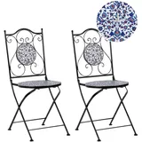 Beliani Camprena Gartenstuhl 40 x 40 x 90 cm blau/schwarz/weiß 2 St.