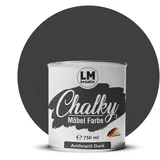 Chalky Möbelfarbe Kreidefarbe für Möbel 750 ml / 1,05 kg (Anthrazit Dark), matt finish In- & Outdoor Kreide-Farbe für Shabby-Chic, Vintage Look, Landhaus Stil Möbel streichen