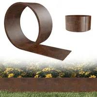 LZQ Rasenkante Metall verzinkt, 20 m flexibel, 15 cm hoch – Metall Beeteinfassung für Garten, Bäume, Blumen & Kies, Rostfarbe - Braun