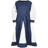 Battle-Merchant Wikinger Mittelalter Kleid mit Gürtel Kinder Mädchen, 128, Blau/Natur - 128