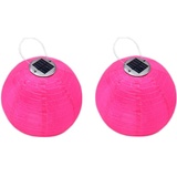 Youning Lampions Solar Außen Wetterfest 30cm Solar Lampion Outdoor Solar LED Laterne Hängende Wasserdicht Nylon Gartenlampions Außenlaternen Solarlampions für außen (2PCS Pink#)