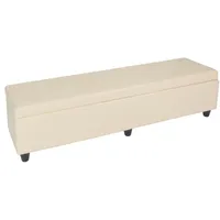 Mendler Aufbewahrungs-Truhe Sitzbank Kriens XXL, Kunstleder, 180x45x45cm ~ creme