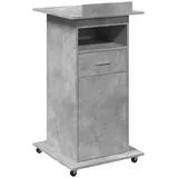 vidaXL Rednerpult mit Rollen & Schublade Betongrau 55x55x107 cm