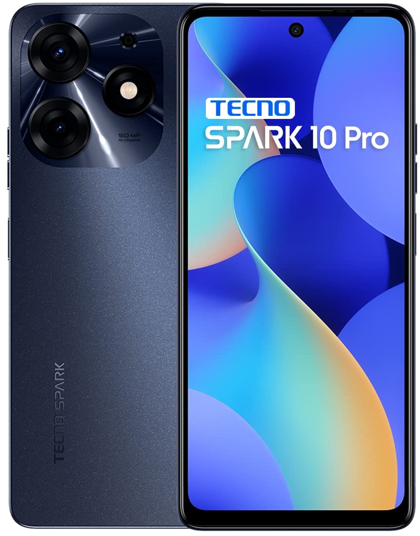 Tecno Mobile Spark 10 Pro Smartphone (Android, Dual SIM, 2460 x 1080 Pixel Display, 8GB RAM, 128GB Speicher, Octa-Core, 50MP Dual-Kamera) Starry Black