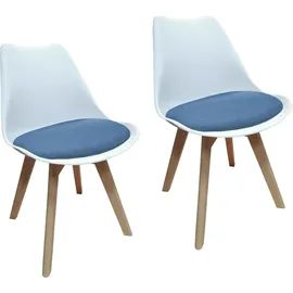 Hti-Living HTI-Living, Stühle, Esszimmerstuhl 2er Set Atlanta Weiss/Blau