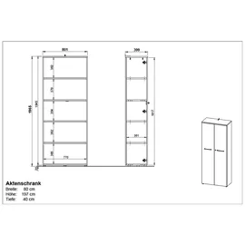 Germania Agenda Aktenschrank 80 x 40 x 197 cm grau