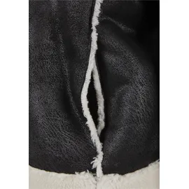 URBAN CLASSICS Shearling Lederjacke Black / White Sand L