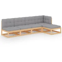 vidaXL 5-tlg Garten-Lounge-Set mit Kissen Kiefer Massivholz