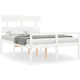 vidaXL Seniorenbett mit Kopfteil Weiß Massivholz